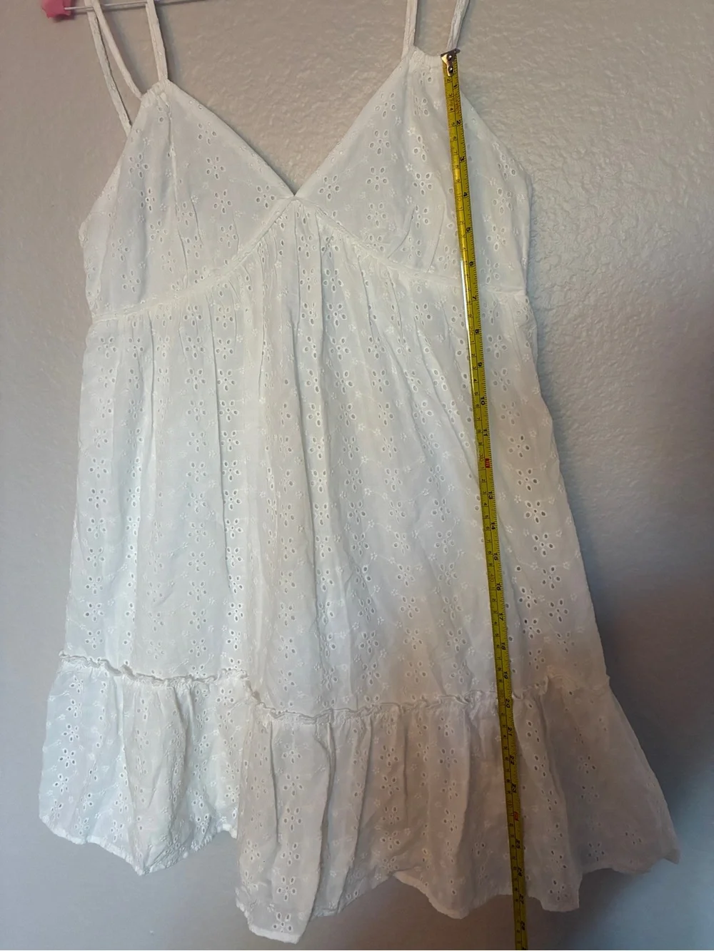 Wild Fable 100% Cotton White Eyelet Babydoll Dress Adjustable Straps Y2K Cottage